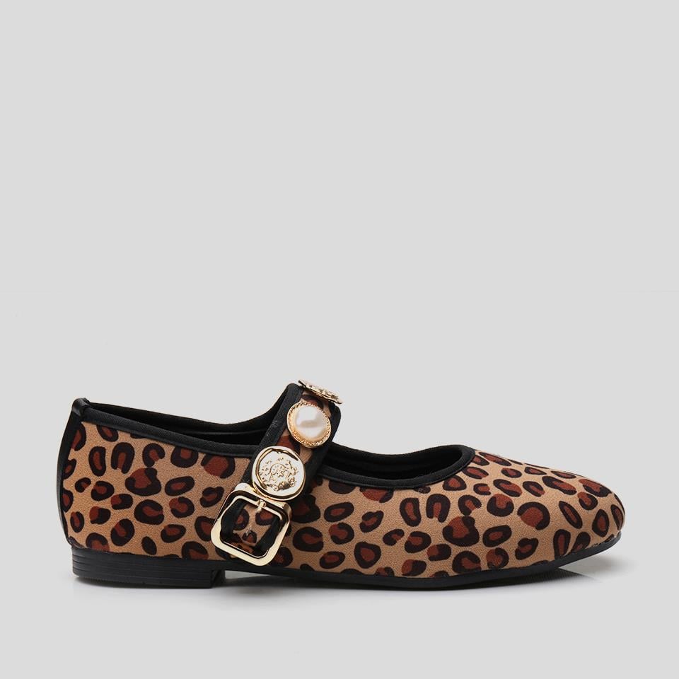 Peluş Leopar Taşlı Kadın Babet