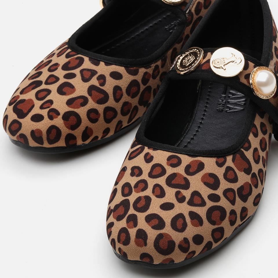 Peluş Leopar Taşlı Kadın Babet