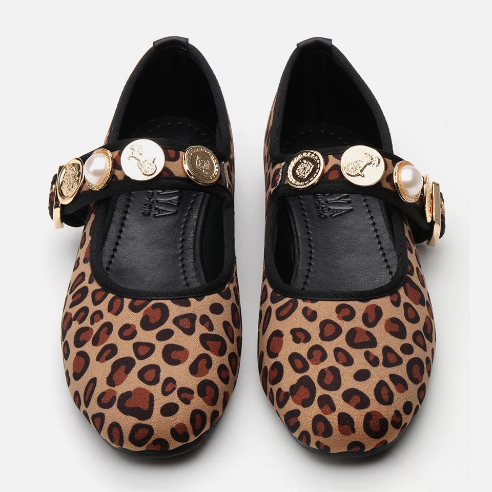 Peluş Leopar Taşlı Kadın Babet