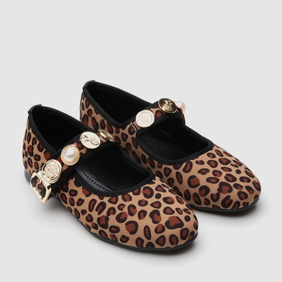 Peluş Leopar Taşlı Kadın Babet