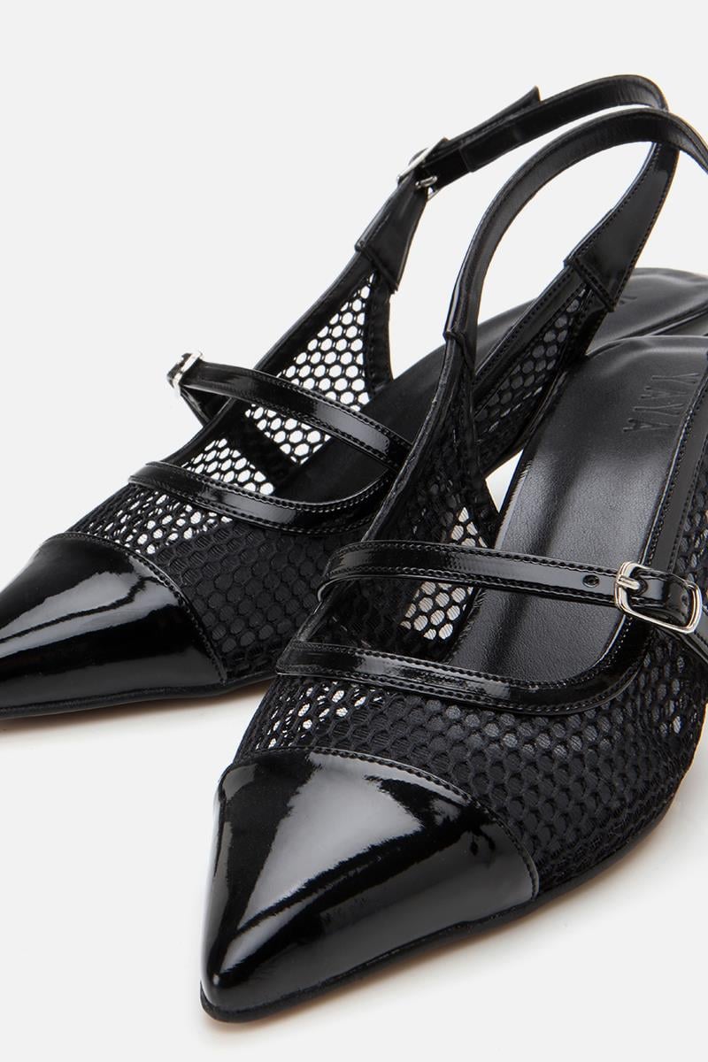 Siyah Fileli Kadın Stiletto