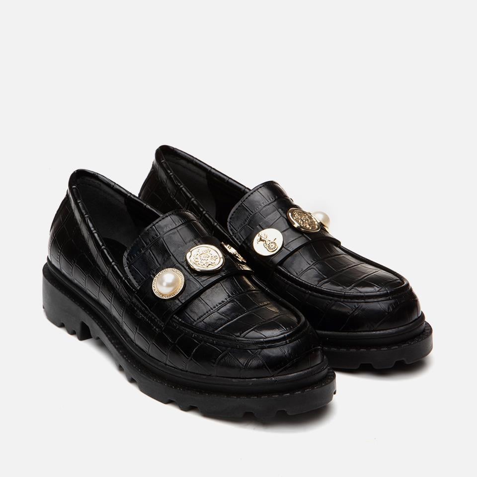 Siyah Kadın Tokalı Loafer
