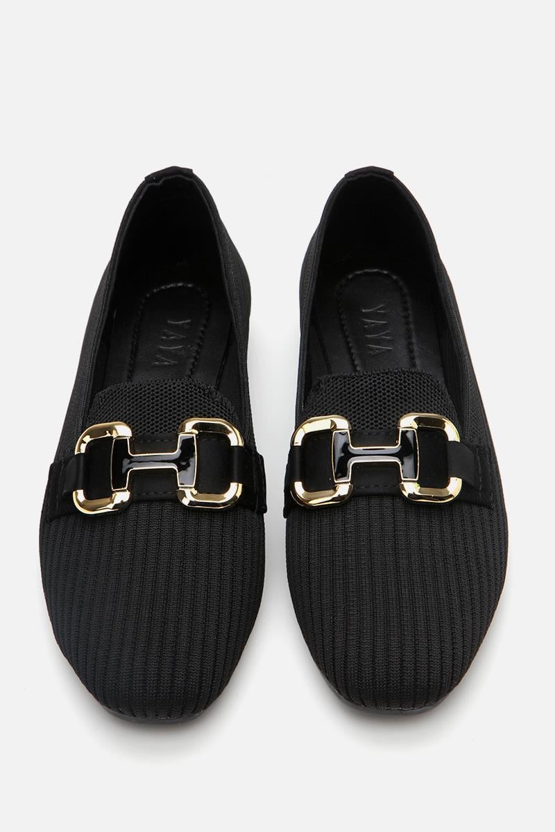 Siyah Tokalı Kadın Loafer