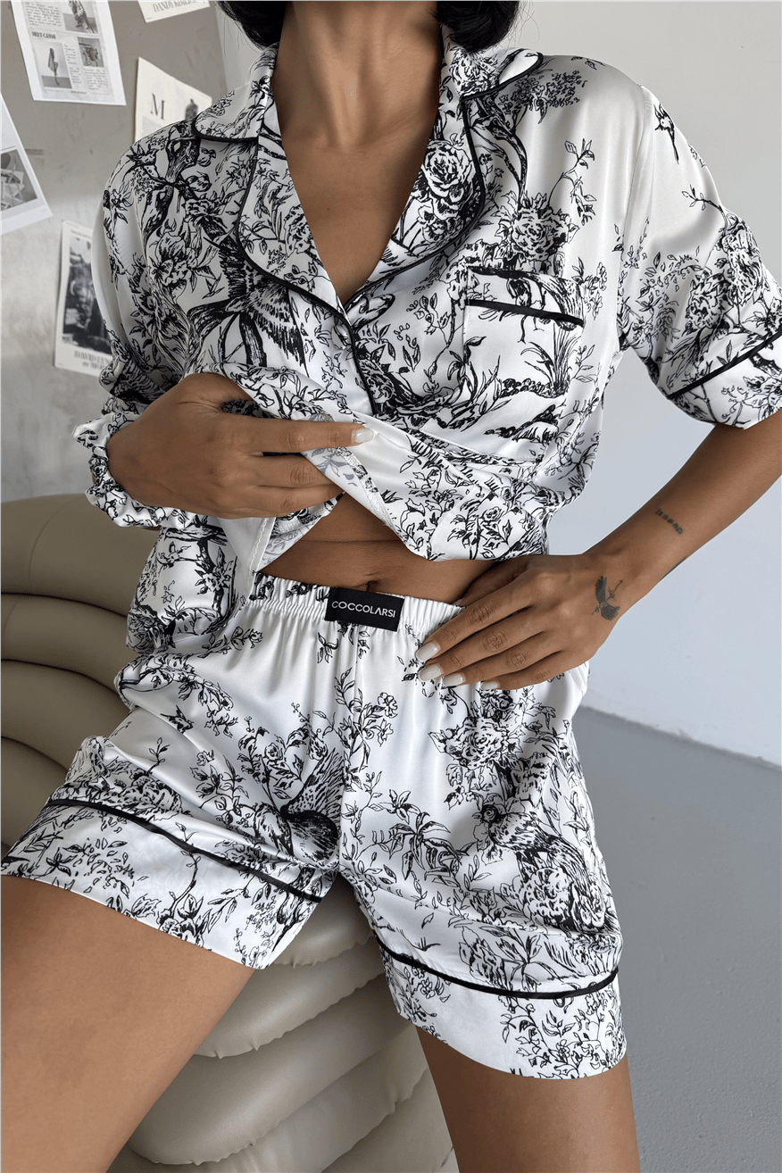 Alberi Neri Saten Kısa Pijama Takımı