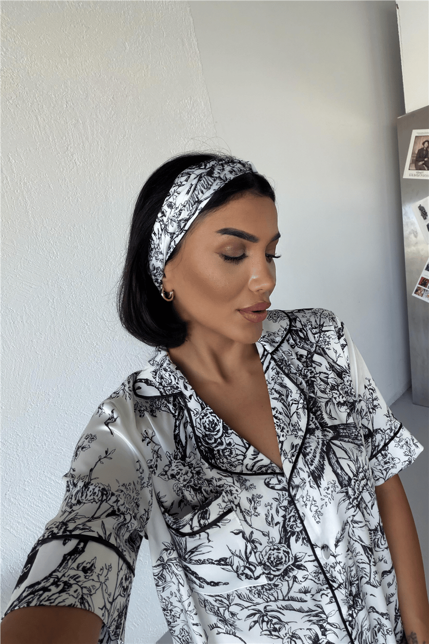 Alberi Neri Saten Kısa Pijama Takımı
