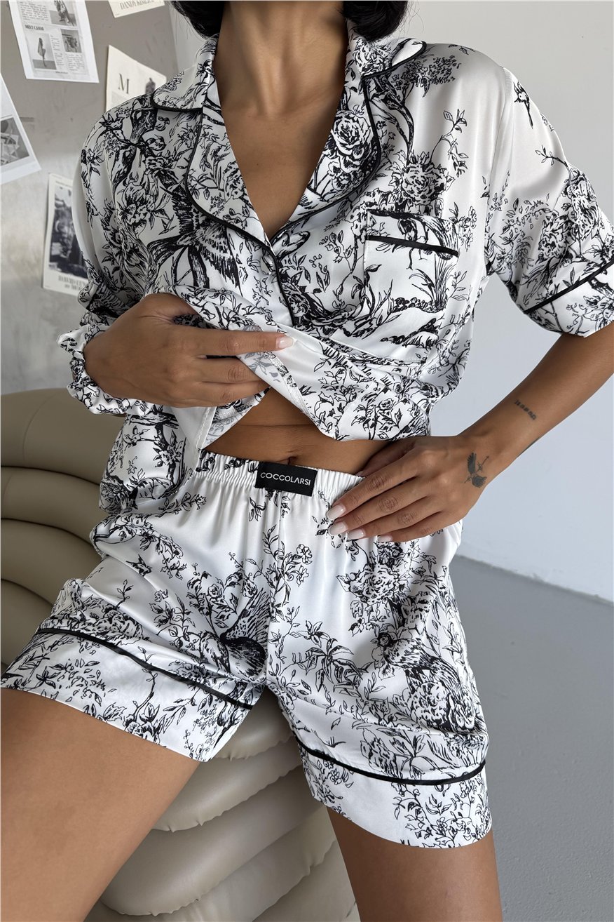 Alberi Neri Saten Kısa Pijama Takımı