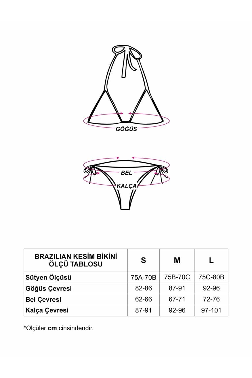 Brazilian Kesim Bebe Mavi Renk Yüksek Bel Bikini