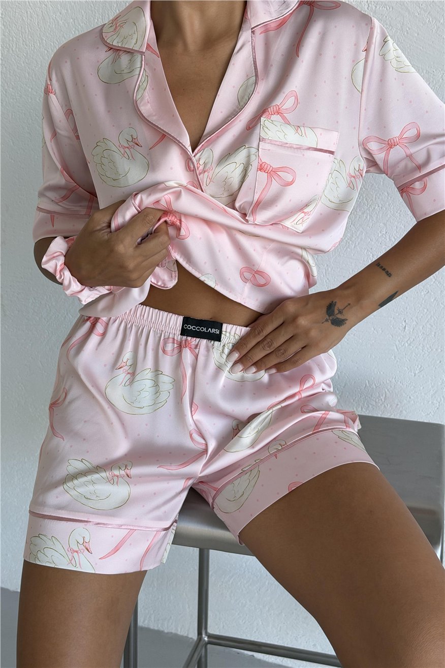 Cigno Grazioso Saten Kısa Pijama Takımı