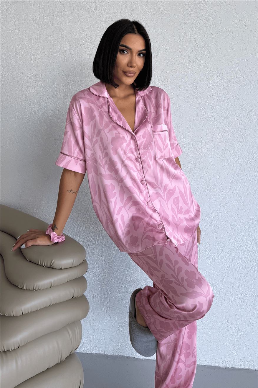 Colori Del Mondo Saten Kısa Kol Pantolon Pijama Takımı CDM1502