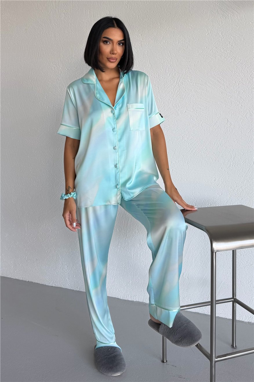 Colori Del Mondo Saten Kısa Kol Pantolon Pijama Takımı CDM2373