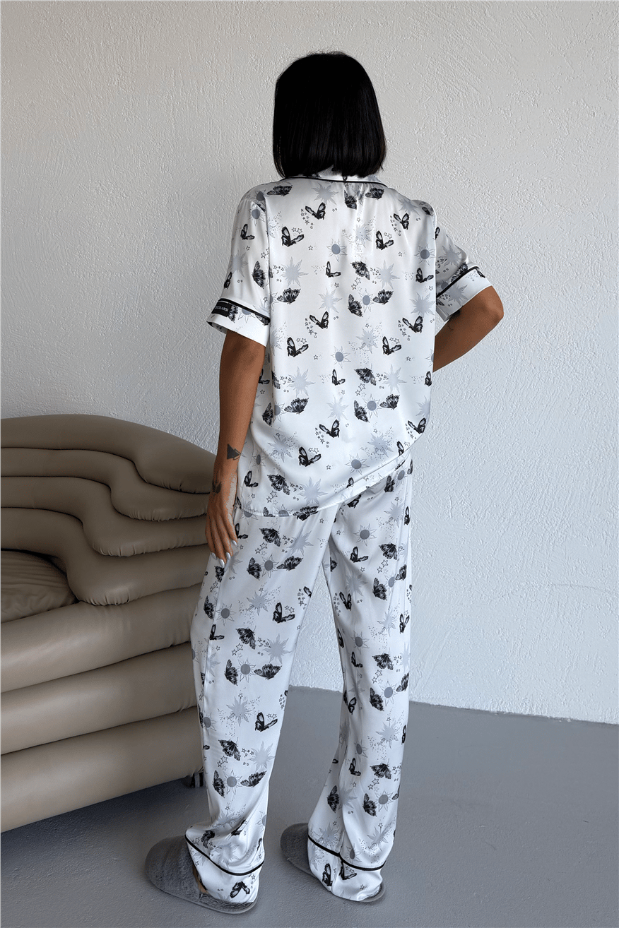 Colori Del Mondo Saten Kısa Kol Pantolon Pijama Takımı CDM2139