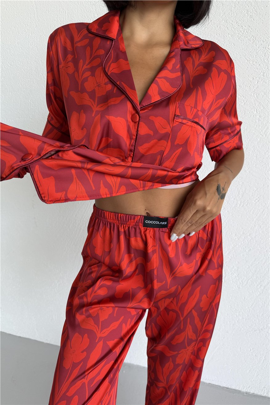 Colori Del Mondo Saten Kısa Kol Pantolon Pijama Takımı CDM1620
