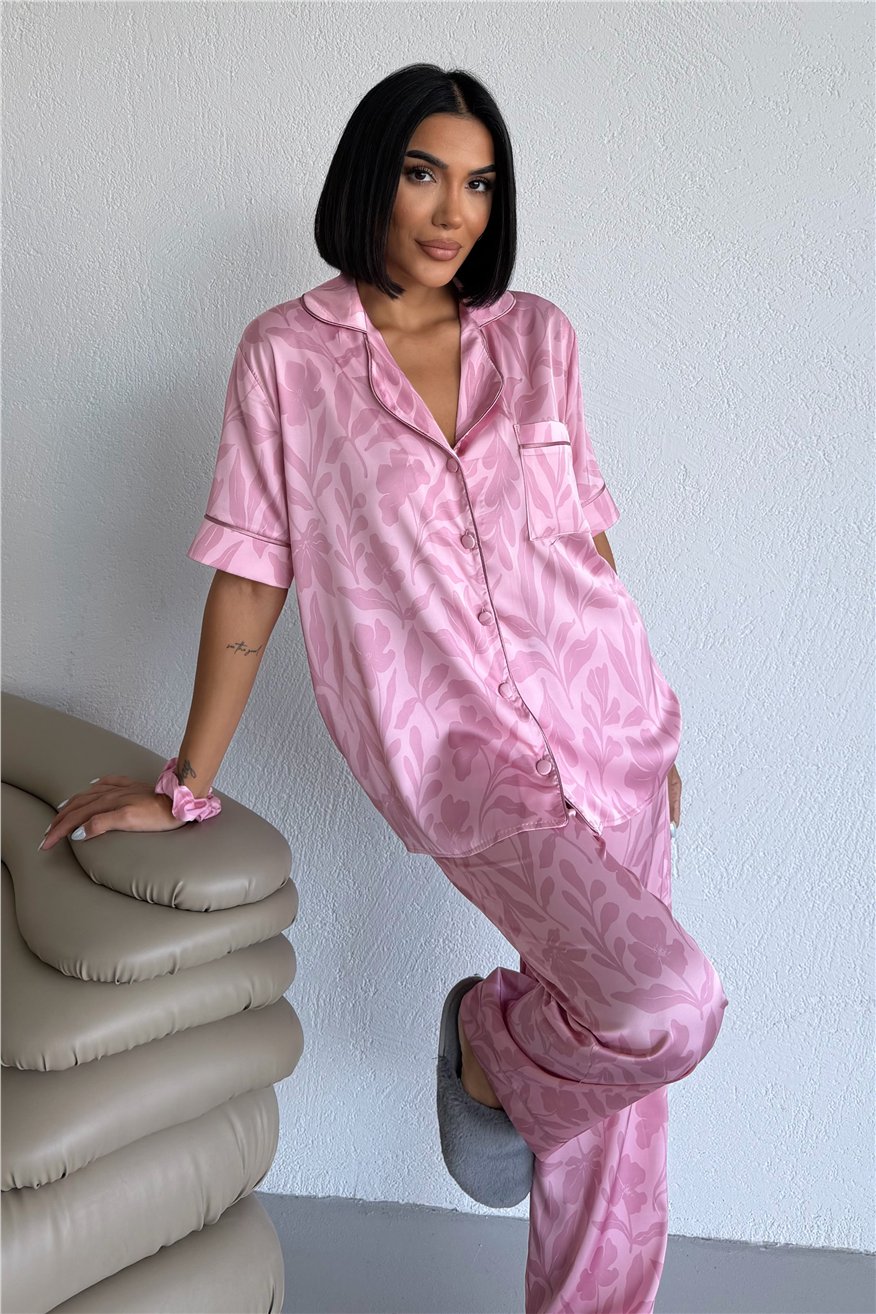 Colori Del Mondo Saten Kısa Kol Pantolon Pijama Takımı CDM1502