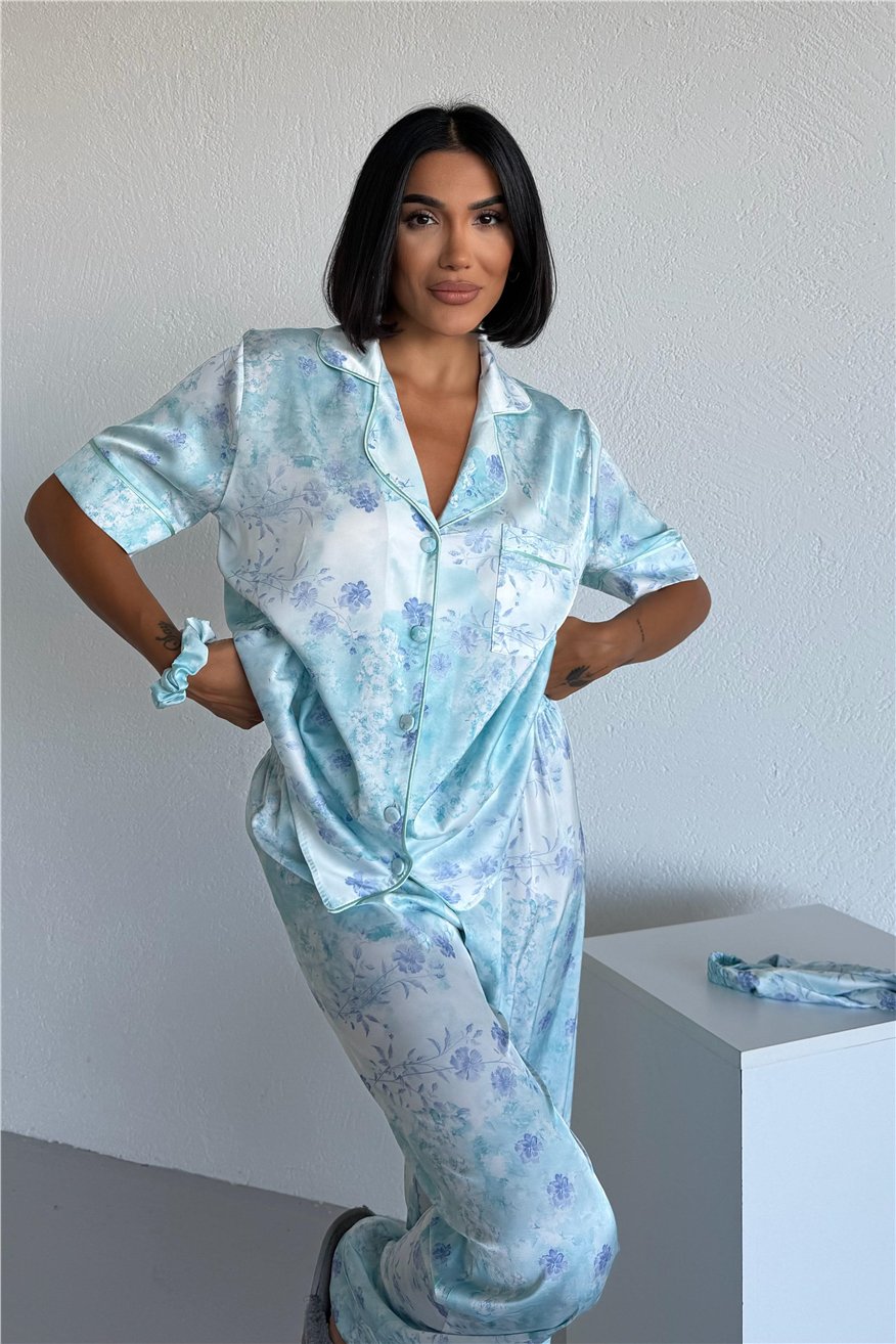 Colori Del Mondo Saten Kısa Kol Pantolon Pijama Takımı CDM2131