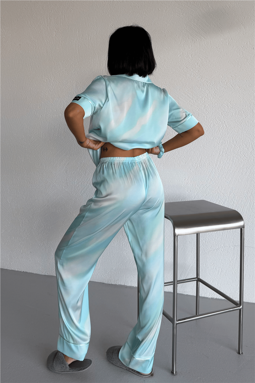 Colori Del Mondo Saten Kısa Kol Pantolon Pijama Takımı CDM2373