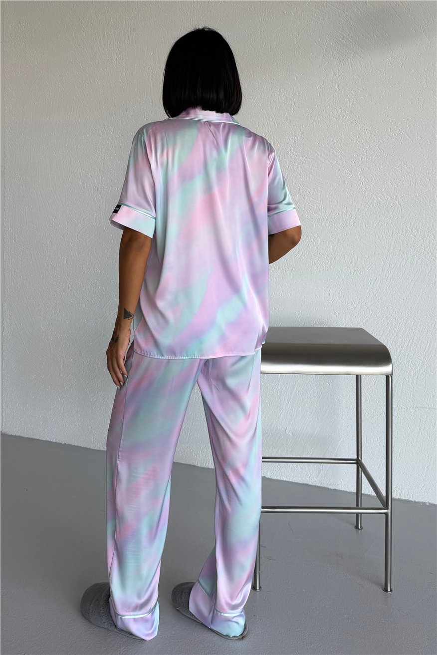 Colori Del Mondo Saten Kısa Kol Pantolon Pijama Takımı CDM2374