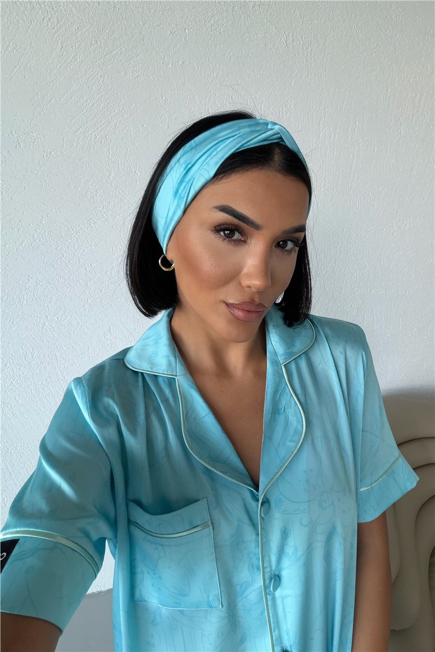 Colori Del Mondo Saten Kısa Kol Pantolon Pijama Takımı CDM2384