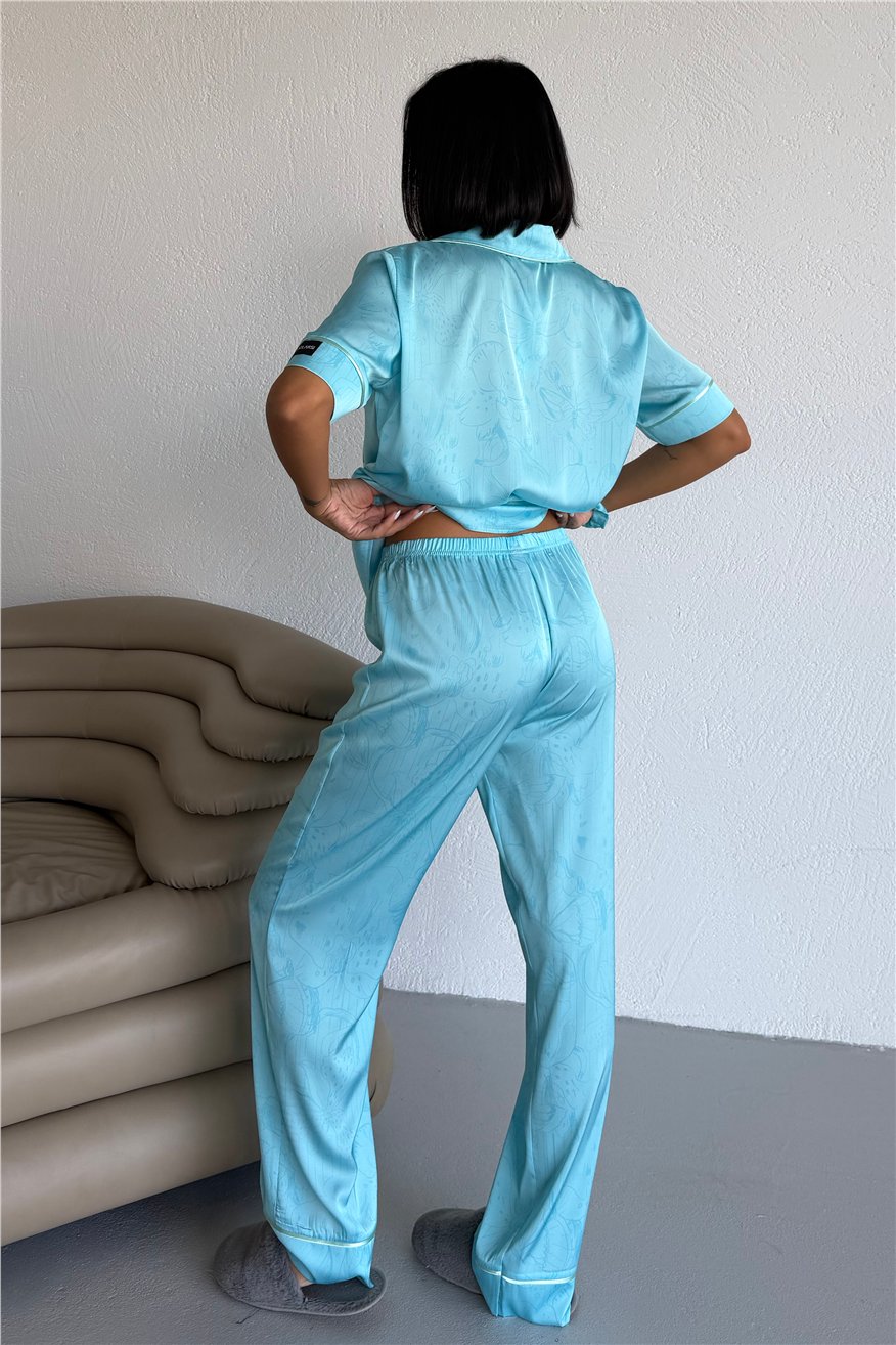 Colori Del Mondo Saten Kısa Kol Pantolon Pijama Takımı CDM2384