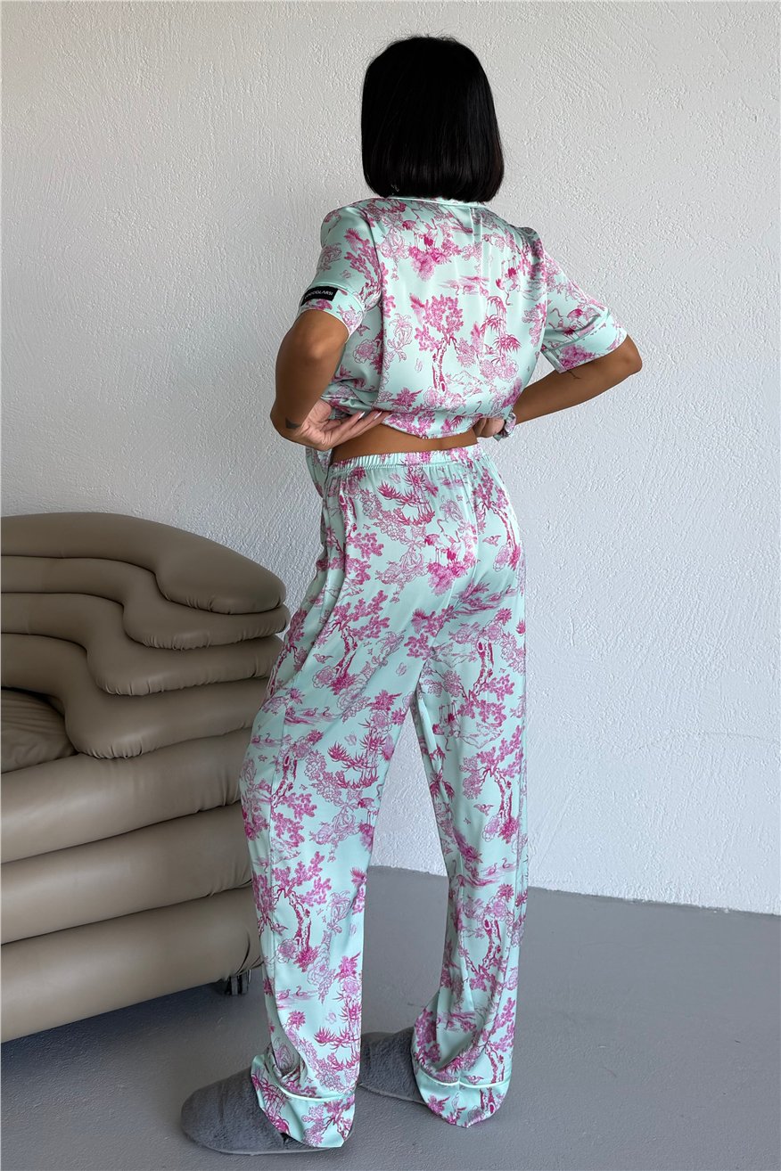Colori Del Mondo Saten Kısa Kol Pantolon Pijama Takımı CDM2378