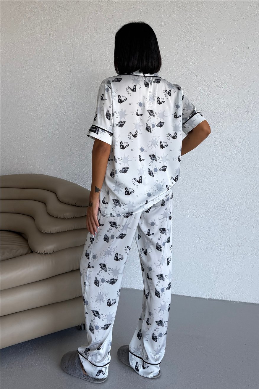 Colori Del Mondo Saten Kısa Kol Pantolon Pijama Takımı CDM2139