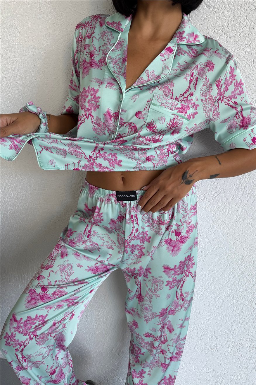Colori Del Mondo Saten Kısa Kol Pantolon Pijama Takımı CDM2378