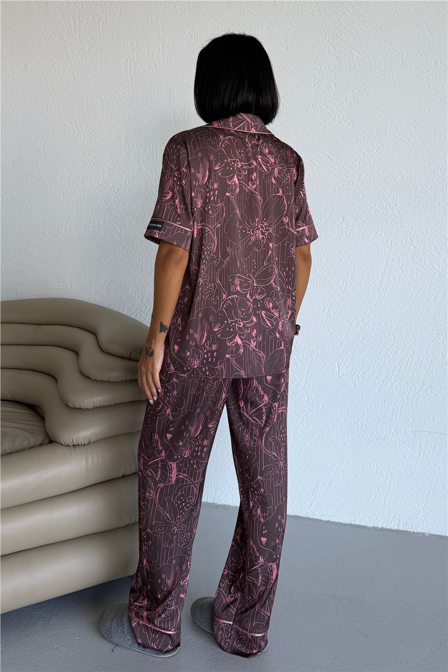 Colori Del Mondo Saten Kısa Kol Pantolon Pijama Takımı CDM2143
