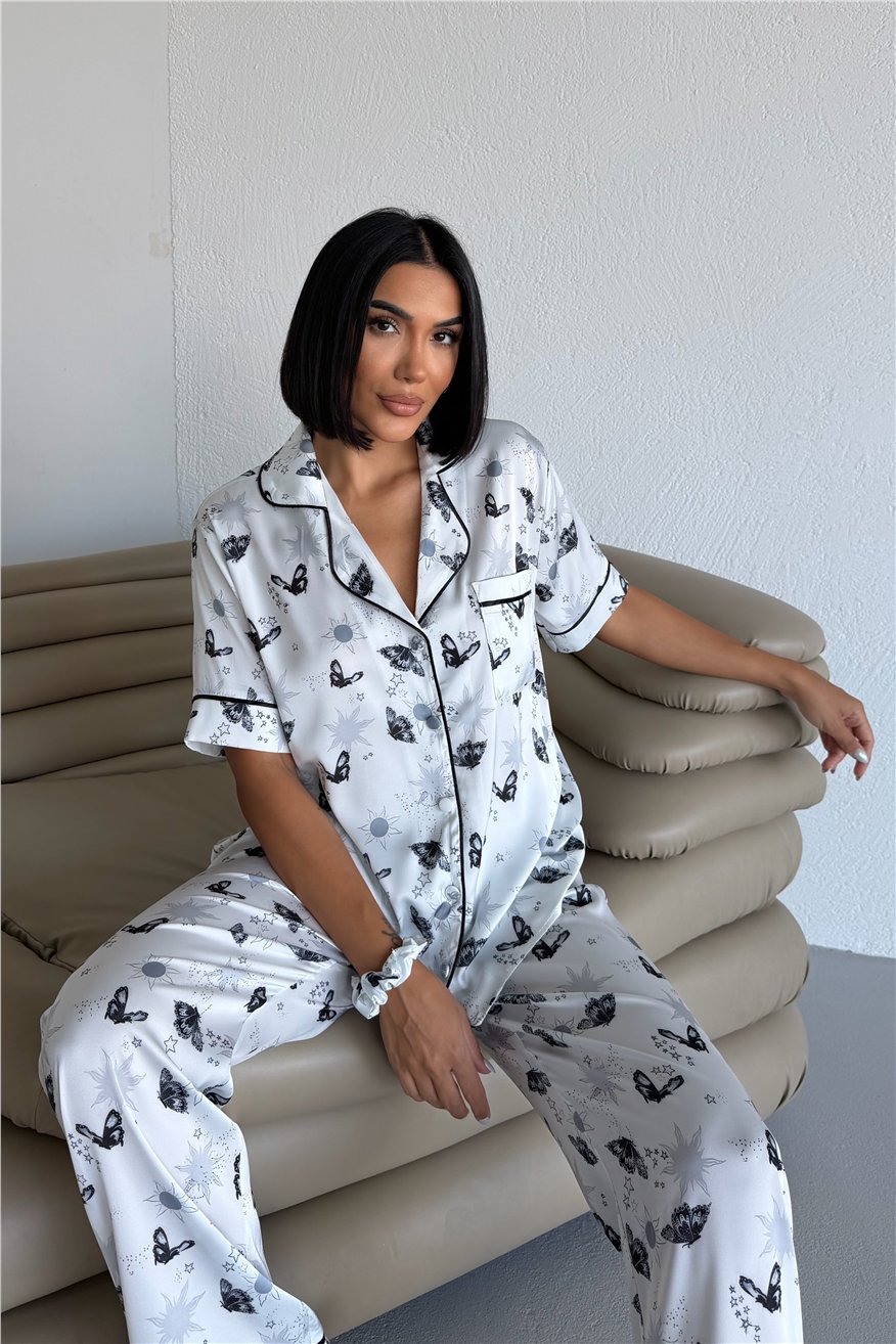 Colori Del Mondo Saten Kısa Kol Pantolon Pijama Takımı CDM2139