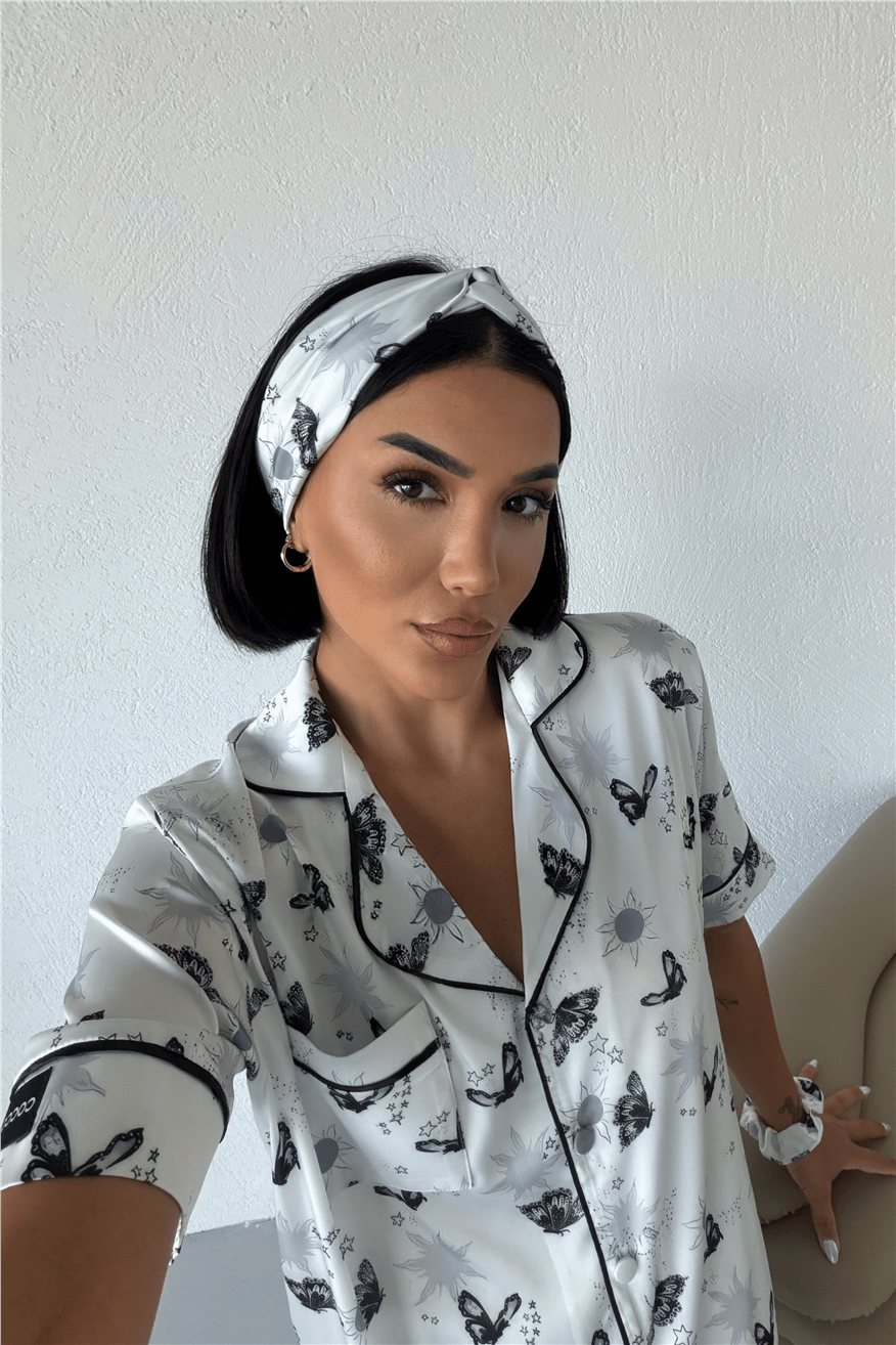 Colori Del Mondo Saten Kısa Kol Pantolon Pijama Takımı CDM2139