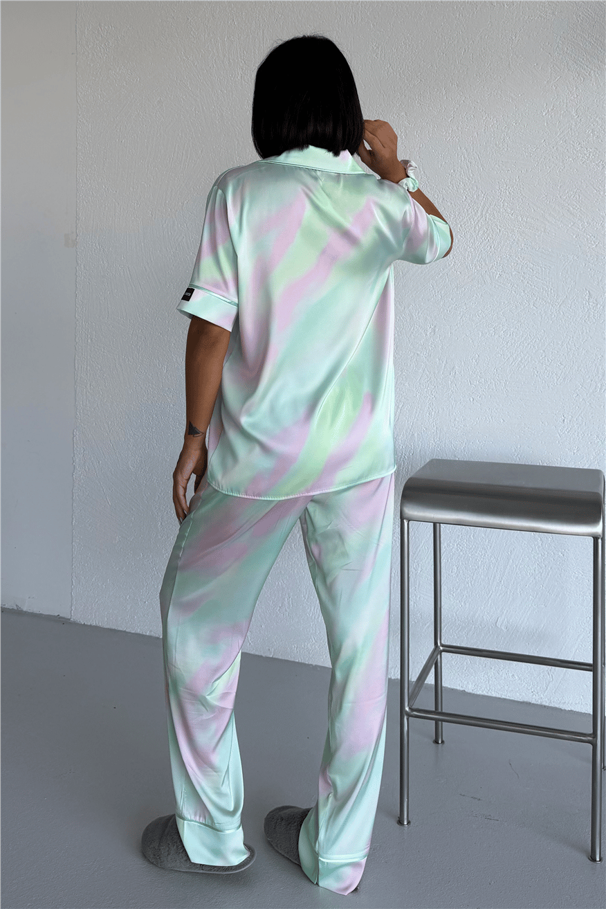 Colori Del Mondo Saten Kısa Kol Pantolon Pijama Takımı CDM2256