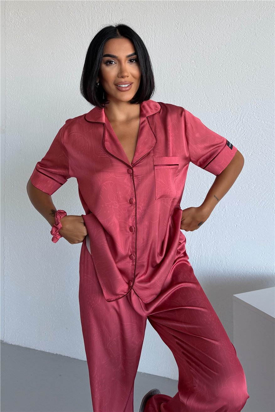 Colori Del Mondo Saten Kısa Kol Pantolon Pijama Takımı CDM1501
