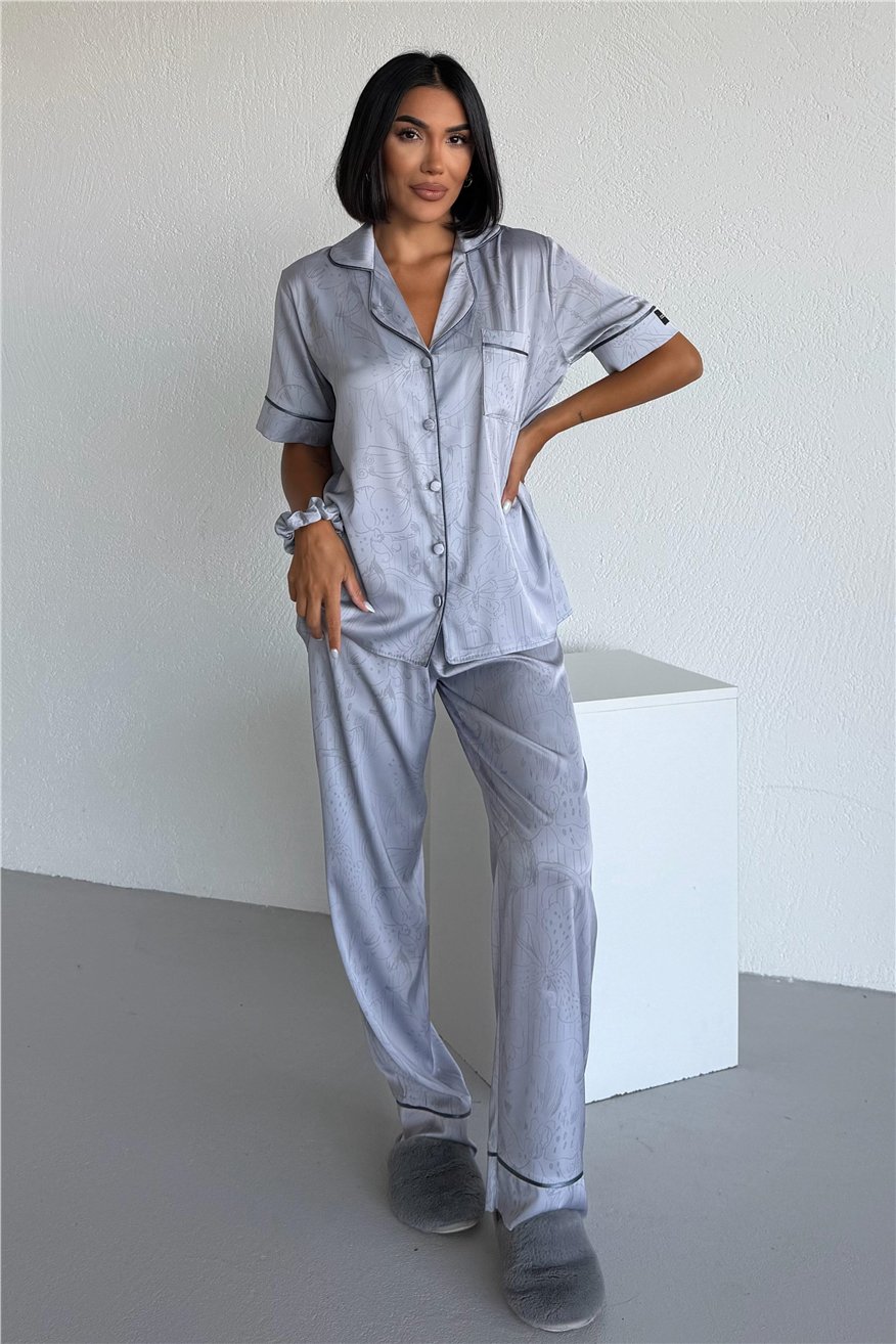 Colori Del Mondo Saten Kısa Kol Pantolon Pijama Takımı CDM2255