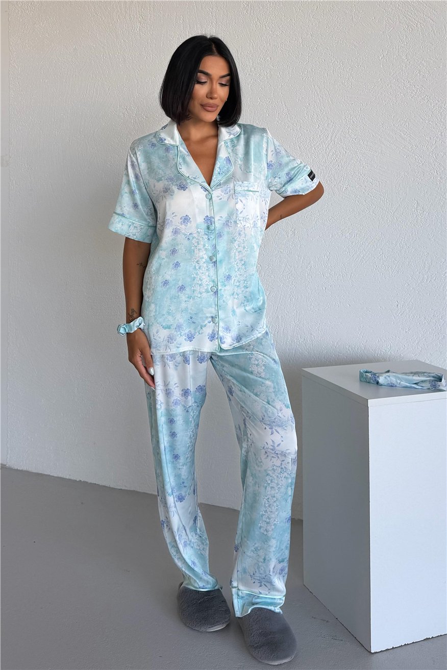 Colori Del Mondo Saten Kısa Kol Pantolon Pijama Takımı CDM2131