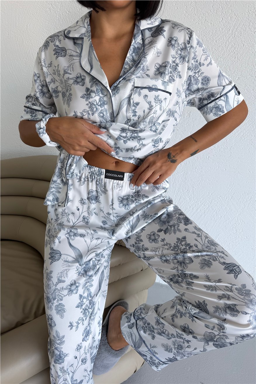Colori Del Mondo Saten Kısa Kol Pantolon Pijama Takımı CDM2252