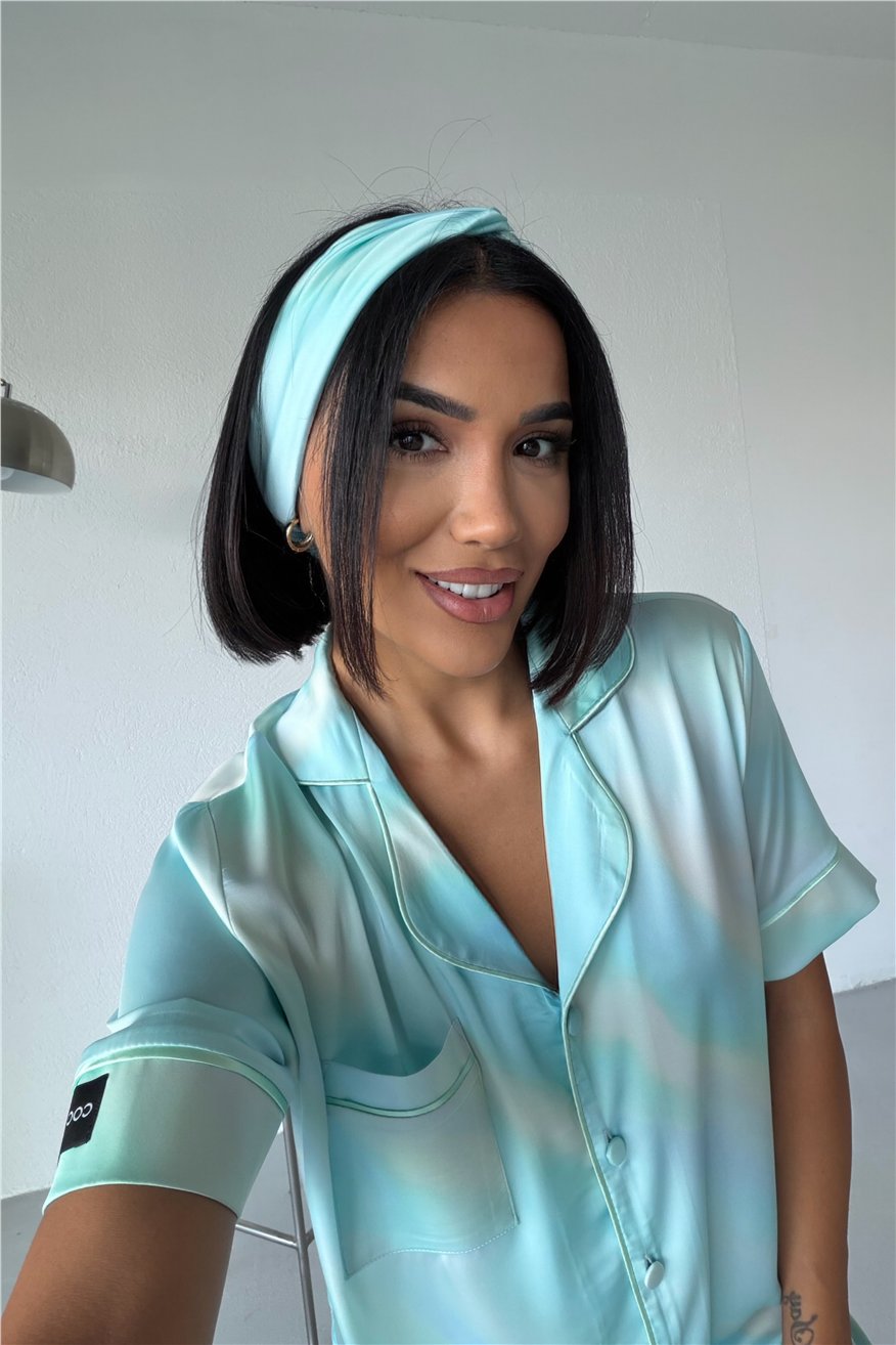 Colori Del Mondo Saten Kısa Kol Pantolon Pijama Takımı CDM2373