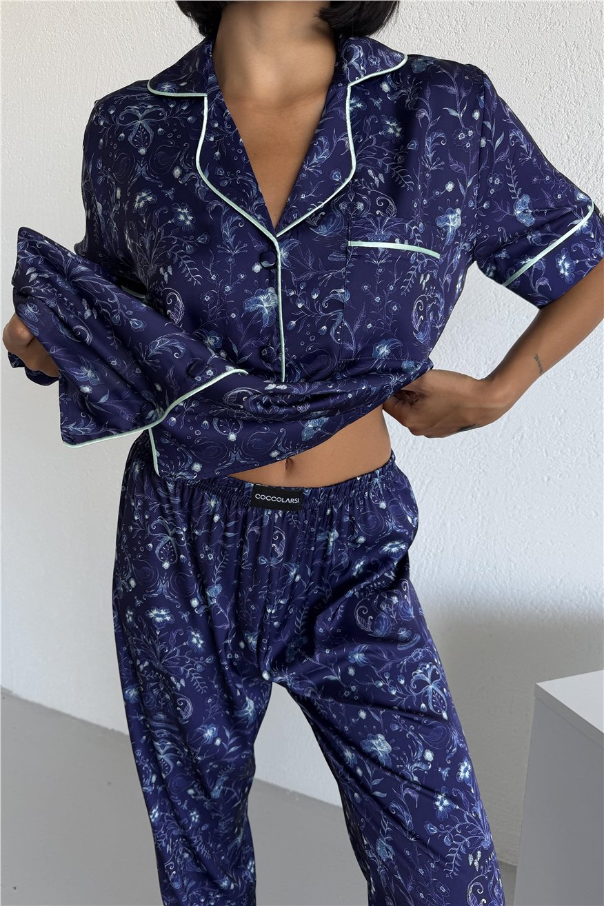 Colori Del Mondo Saten Kısa Kol Pantolon Pijama Takımı CDM2135