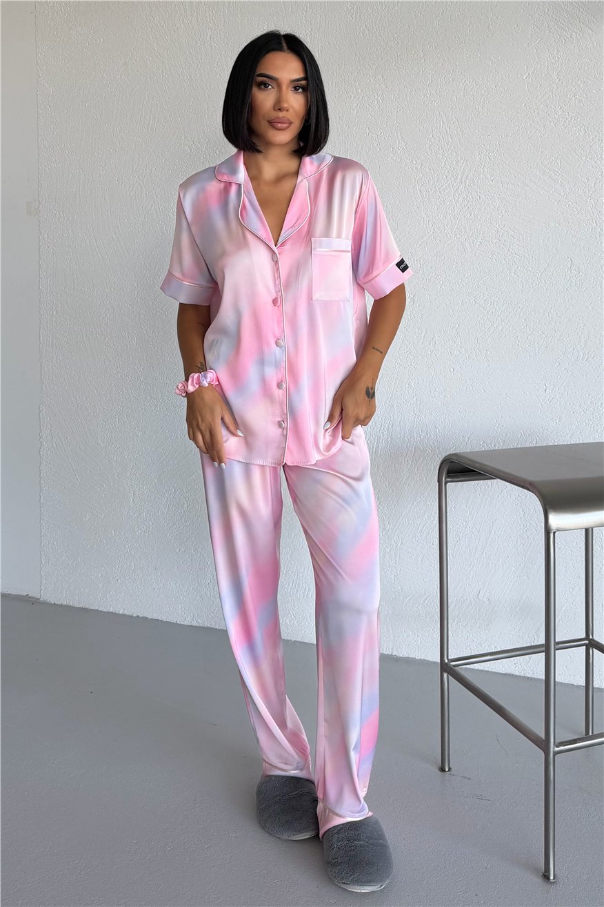 Colori Del Mondo Saten Kısa Kol Pantolon Pijama Takımı CDM2381