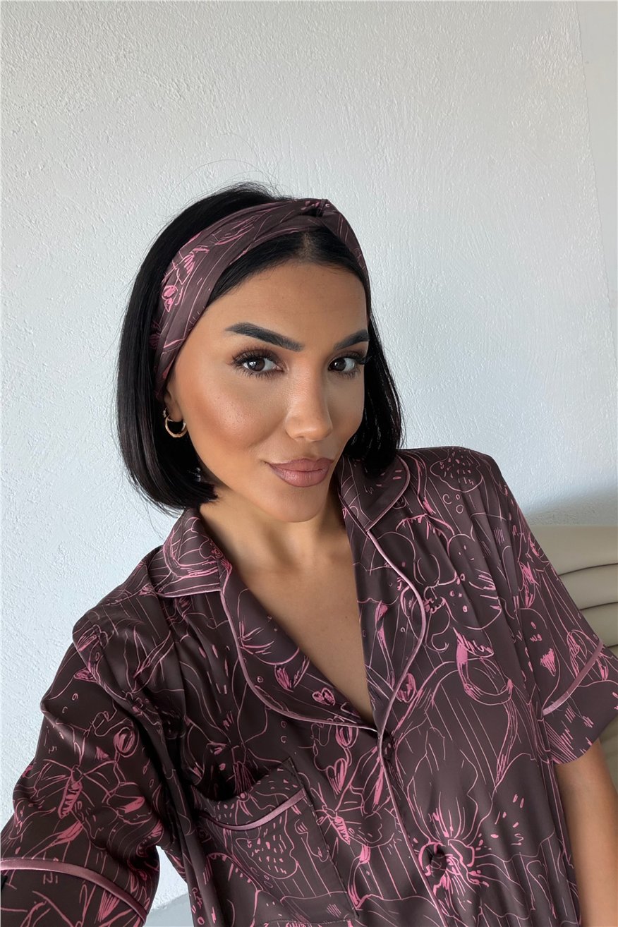 Colori Del Mondo Saten Kısa Kol Pantolon Pijama Takımı CDM2143