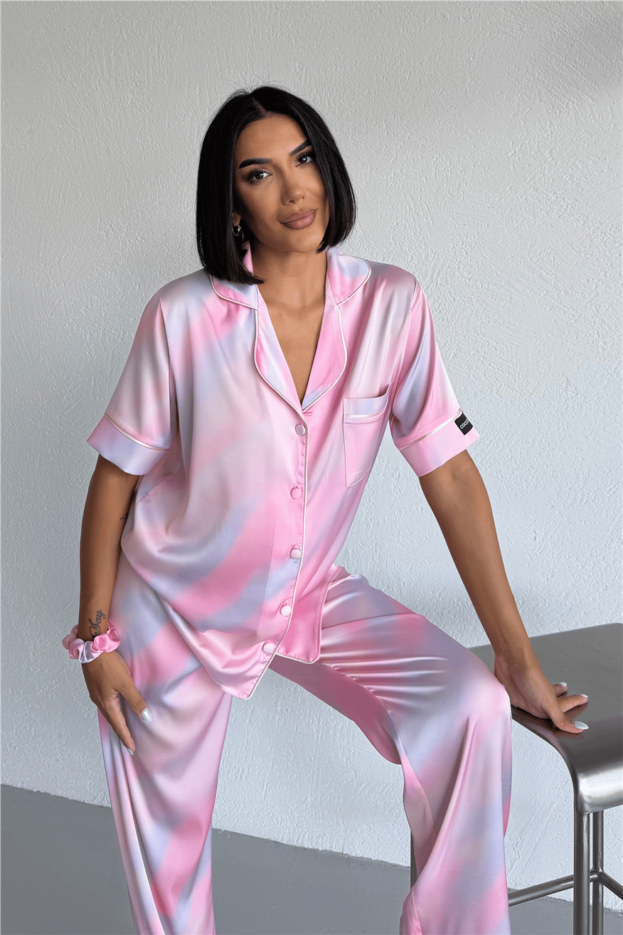 Colori Del Mondo Saten Kısa Kol Pantolon Pijama Takımı CDM2381