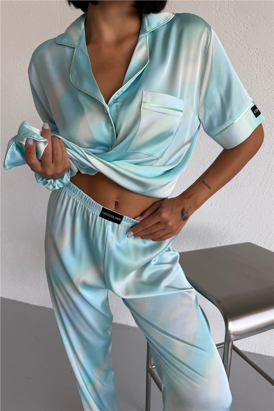 Colori Del Mondo Saten Kısa Kol Pantolon Pijama Takımı CDM2373