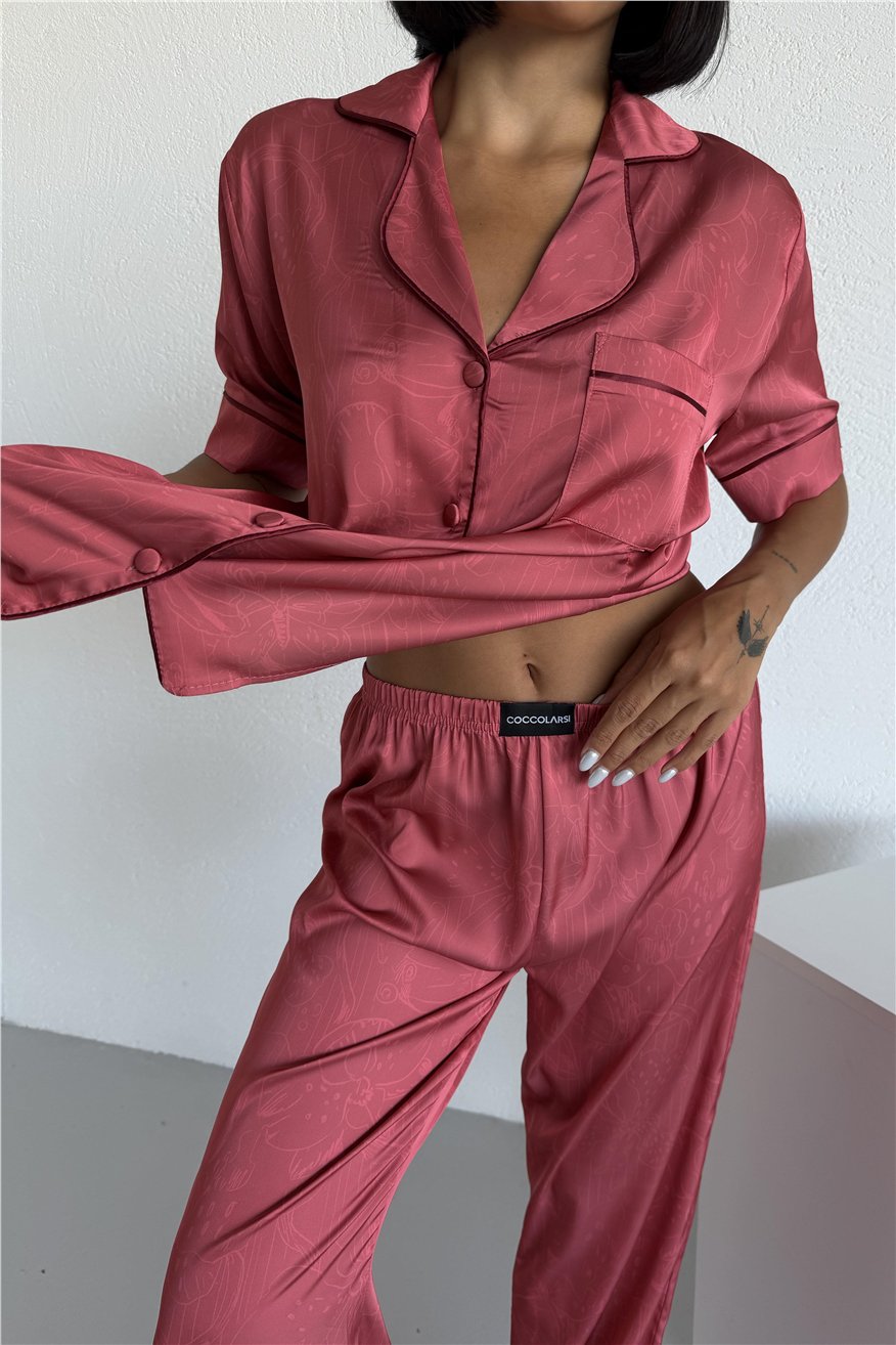 Colori Del Mondo Saten Kısa Kol Pantolon Pijama Takımı CDM1501
