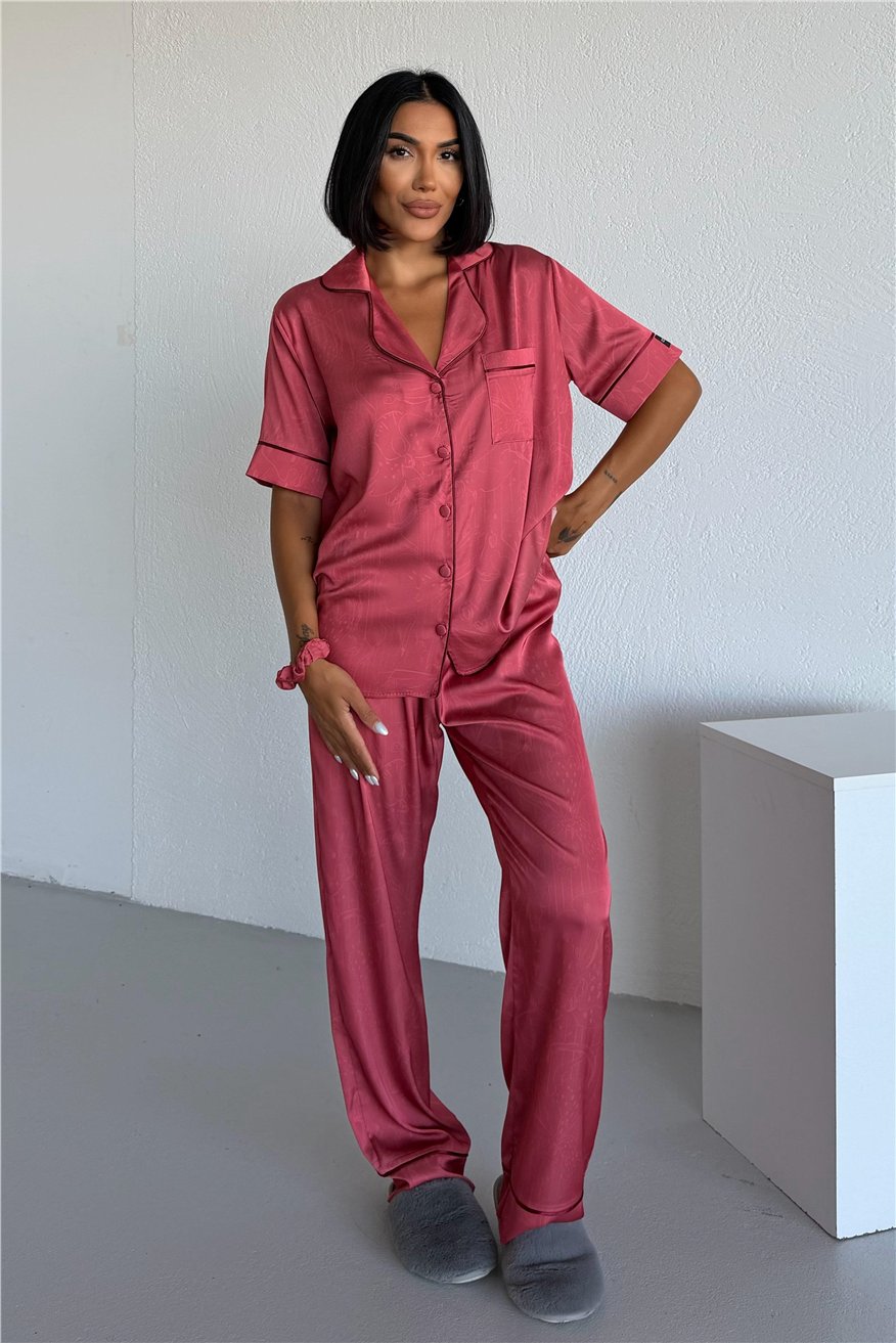 Colori Del Mondo Saten Kısa Kol Pantolon Pijama Takımı CDM1501