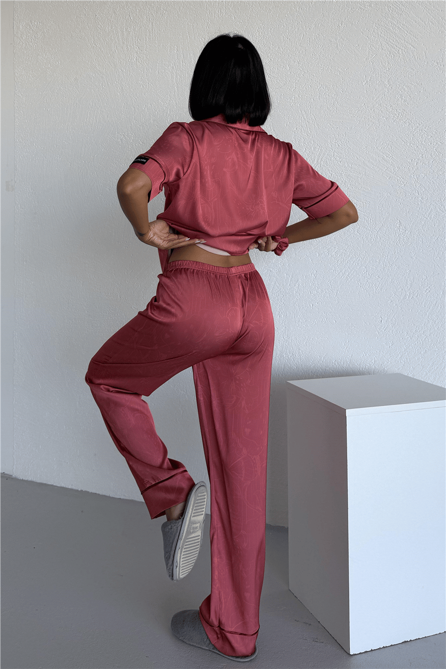 Colori Del Mondo Saten Kısa Kol Pantolon Pijama Takımı CDM1501