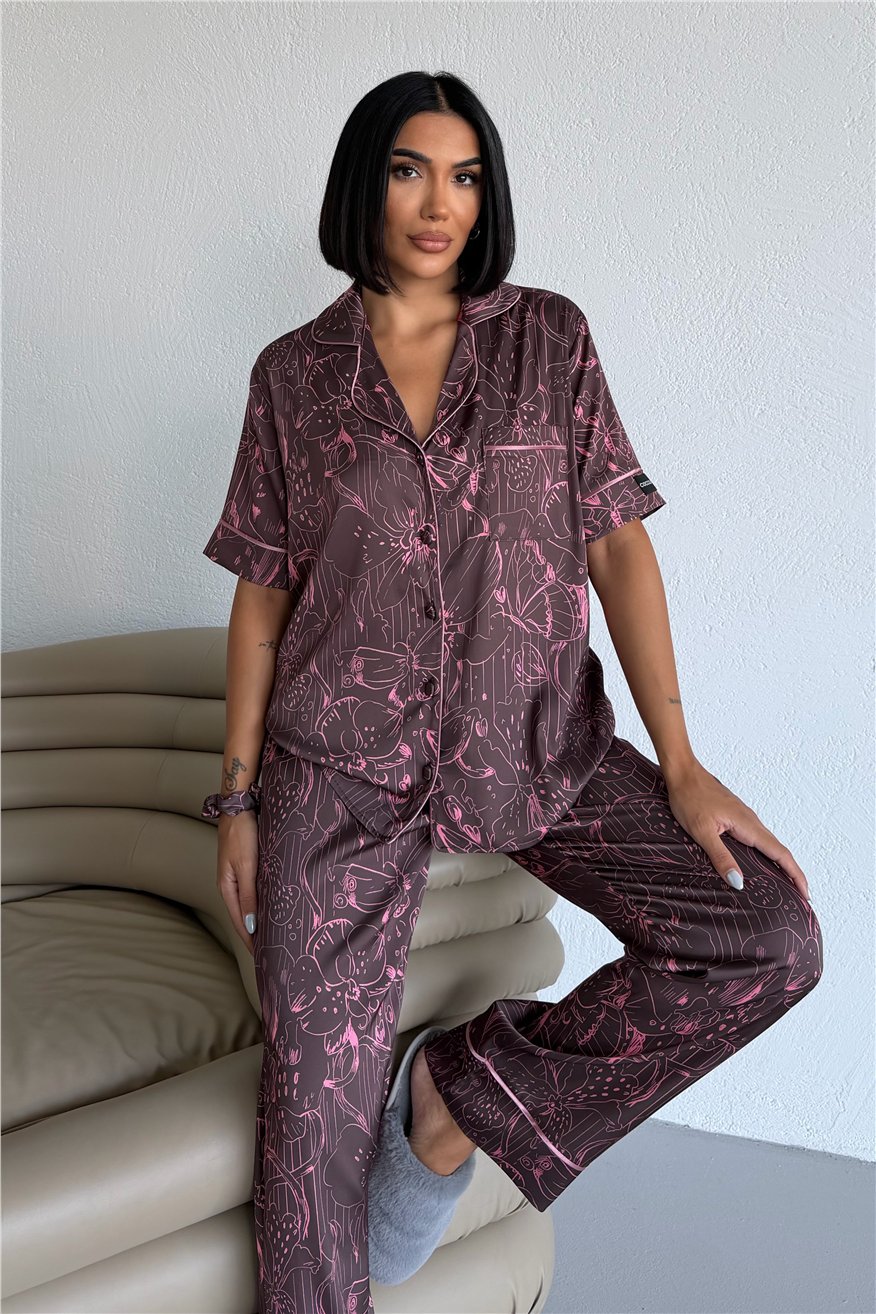 Colori Del Mondo Saten Kısa Kol Pantolon Pijama Takımı CDM2143