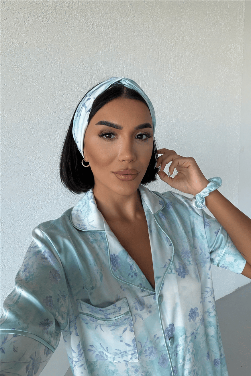Colori Del Mondo Saten Kısa Kol Pantolon Pijama Takımı CDM2131
