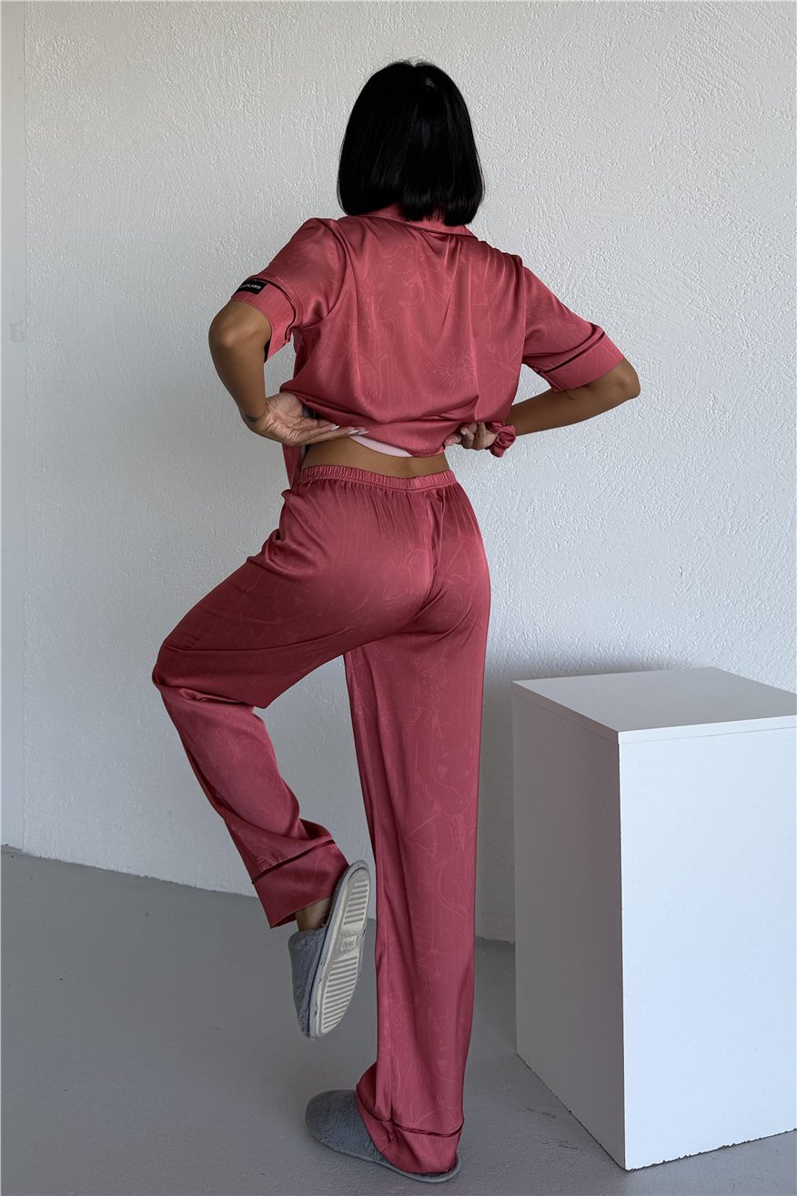 Colori Del Mondo Saten Kısa Kol Pantolon Pijama Takımı CDM1501