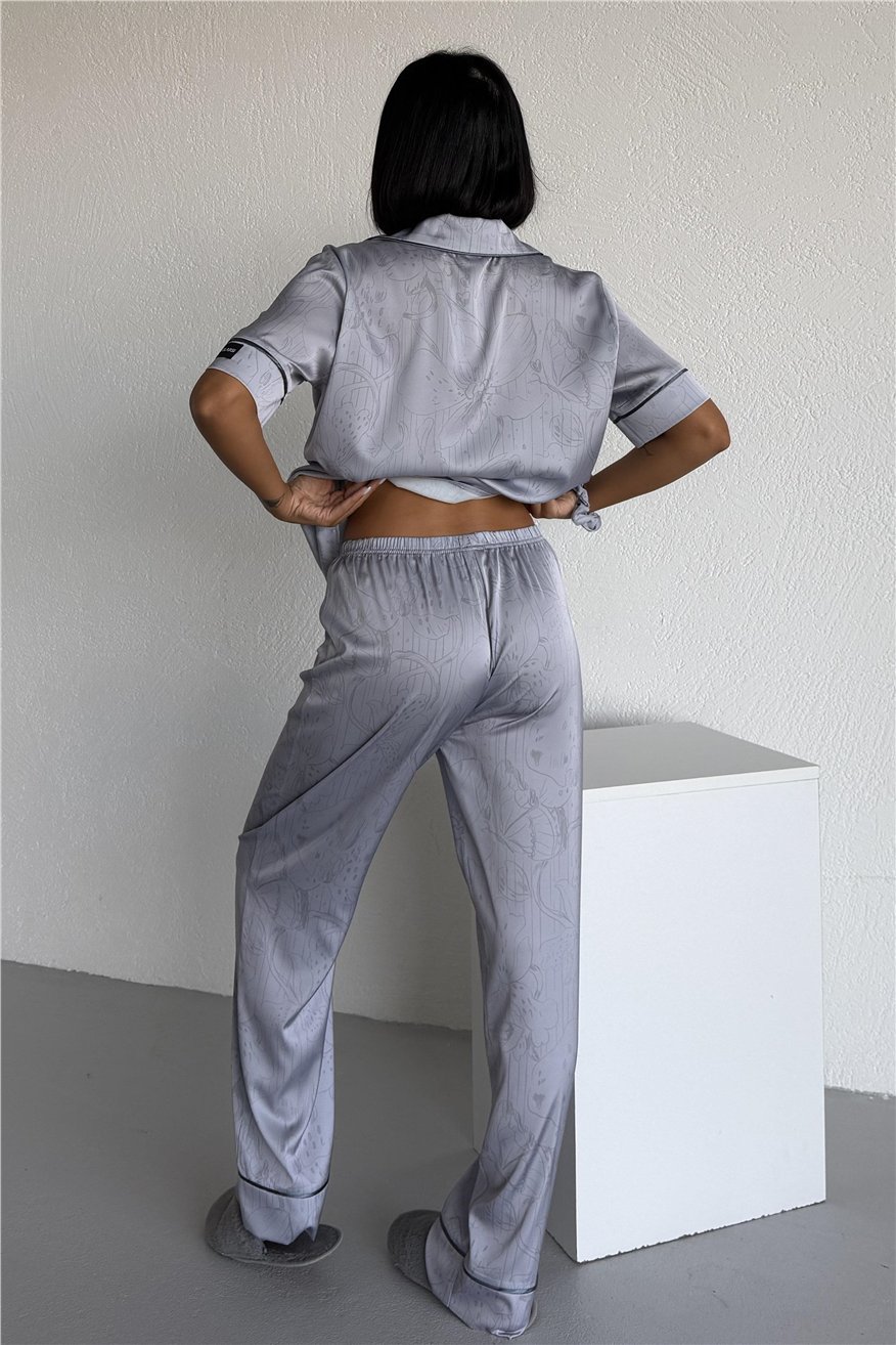Colori Del Mondo Saten Kısa Kol Pantolon Pijama Takımı CDM2255