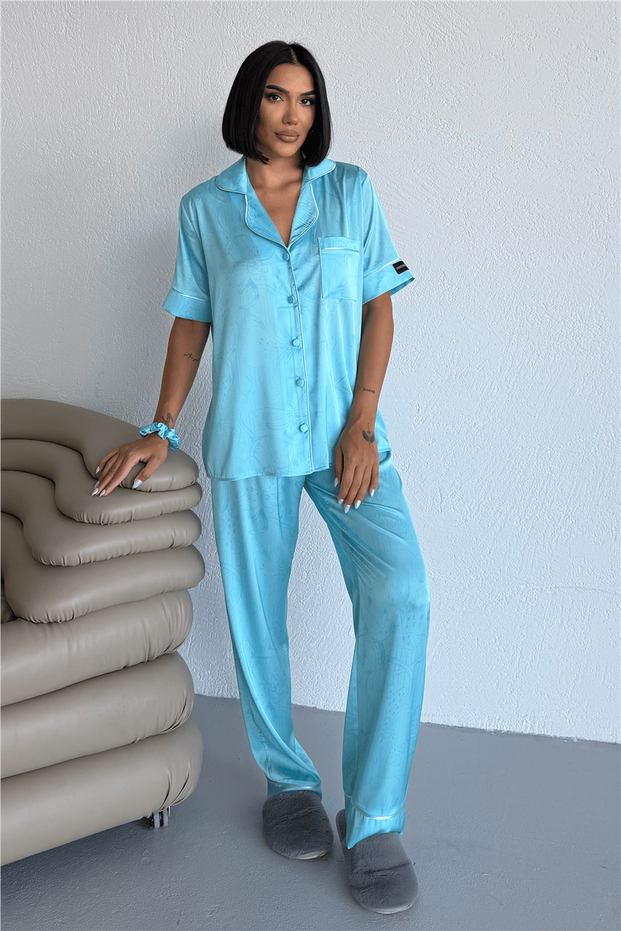 Colori Del Mondo Saten Kısa Kol Pantolon Pijama Takımı CDM2384
