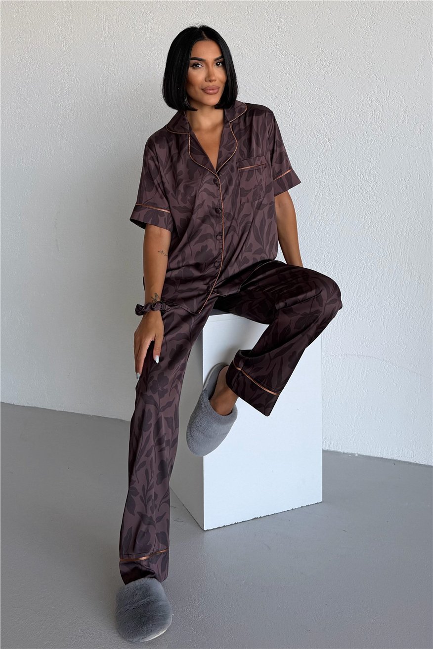 Colori Del Mondo Saten Kısa Kol Pantolon Pijama Takımı CDM1505