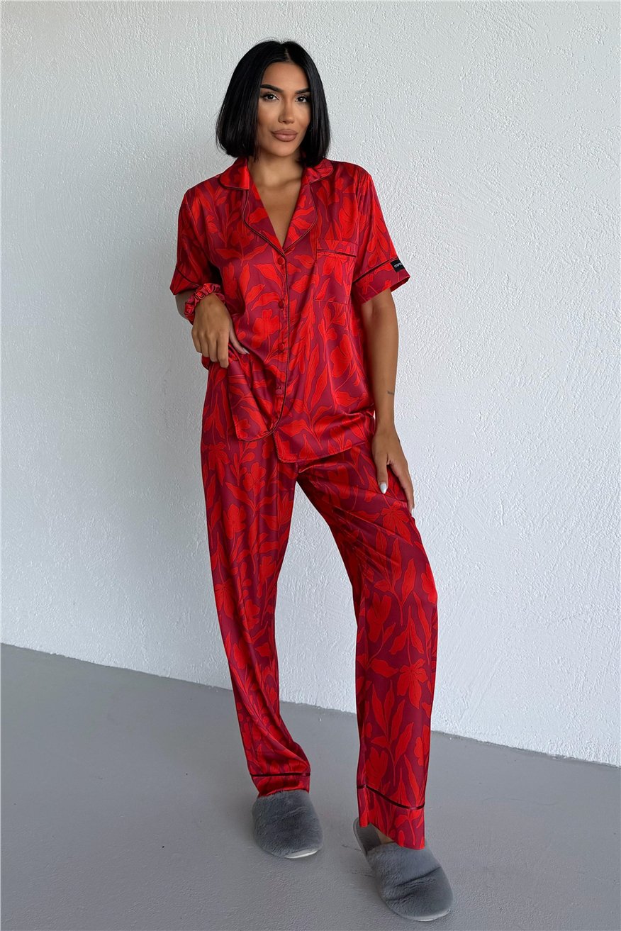 Colori Del Mondo Saten Kısa Kol Pantolon Pijama Takımı CDM1620