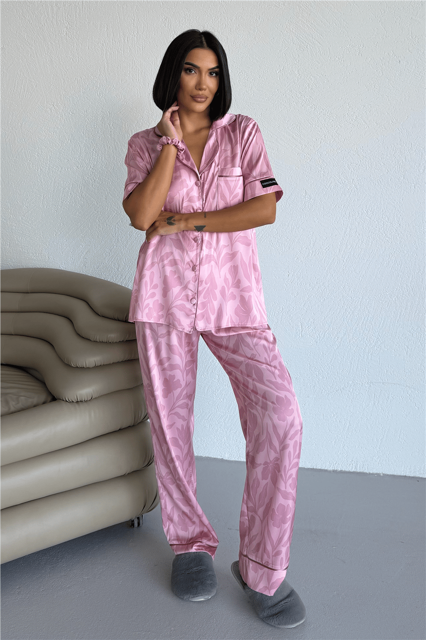 Colori Del Mondo Saten Kısa Kol Pantolon Pijama Takımı CDM1502